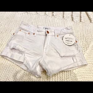 White Distressed Jean Shorts
